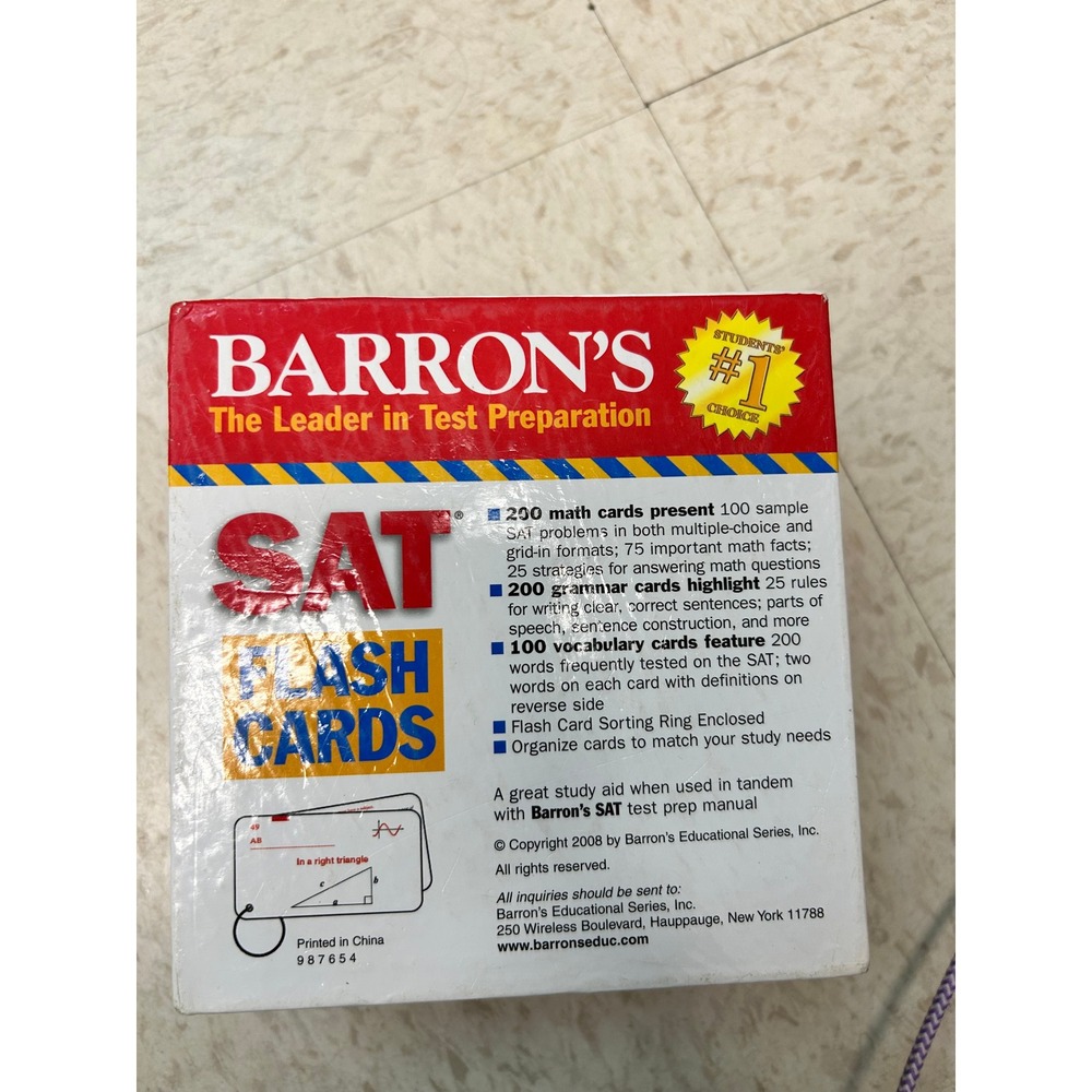 Barron's SAT Flash Cards 500 Count Multicolor Study Prep Set Students - Picture 3 of 6